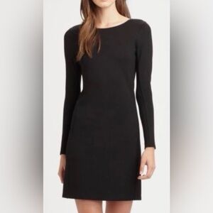 Theory Long Sleeve Dress | Size 4 | Black | Modern Minimalist | Zip Cuff Detail